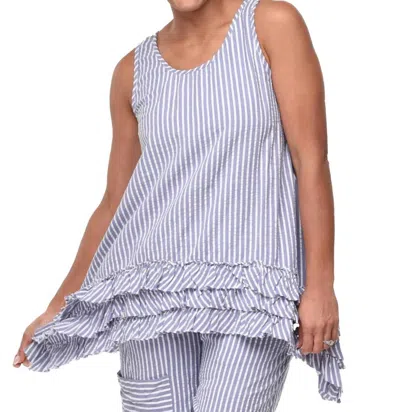 Tulip Clothing Seersucker Striped Top In Peri/white In Multi