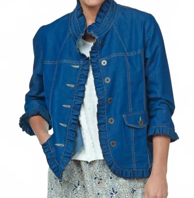 Tulip Clothing Sterling Three-quarter Sleeves Jacket In Denim In Multi