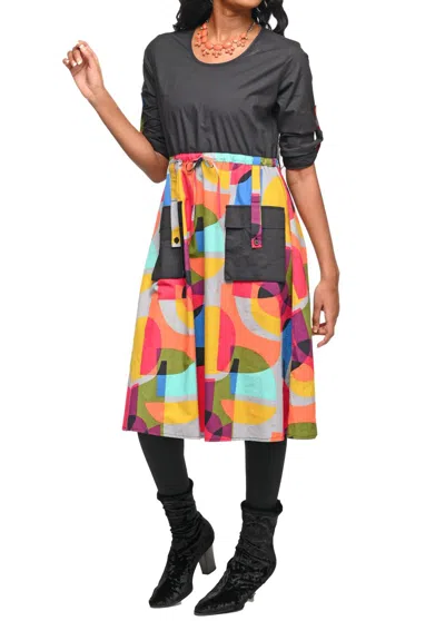 Tulip Clothing Suki Dress In Black/kaleidoscope In Multi
