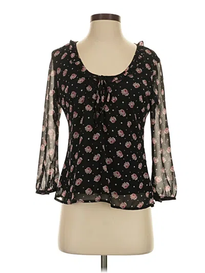 Pre-owned Tulle 3/4 Sleeve Blouse In Black