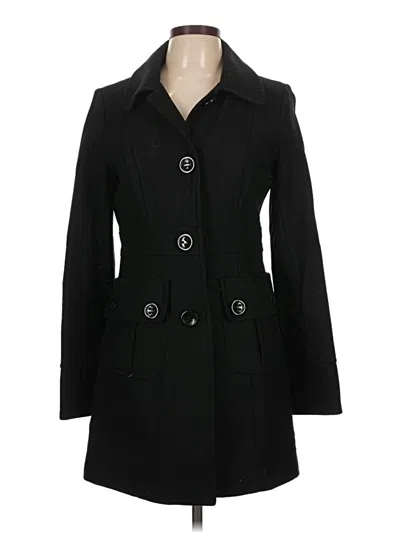Pre-owned Tulle Wool Coat In Black