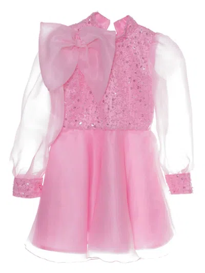 Tulleen Kids' Aaliyah Organza Bow Dress In 粉色
