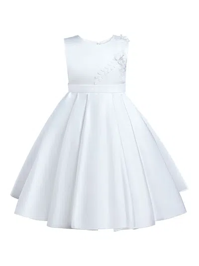 Tulleen Kids' Adeline Satin Dress In White