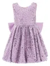 Tulleen Kids' Ainsley Oversized-bow Sequined Dress In Purple