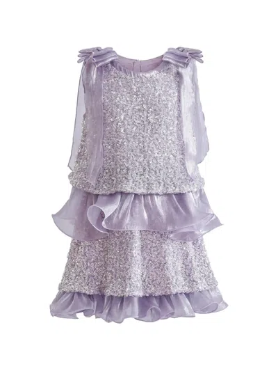 Tulleen Kids' Althea Glitter Ruffle Skirt Set In Purple