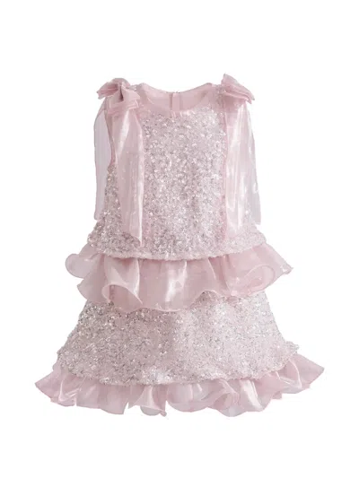 Tulleen Kids' Althea Sequin-embellished Ruffled Skirt Set In Pink