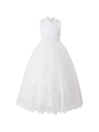 Tulleen Kids' Alvaria Sleeveless Lace Dress In White