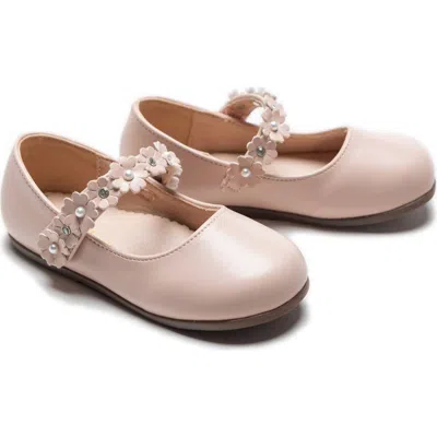 Tulleen Kids' Floral-strap Ballerina Shoes In Pink