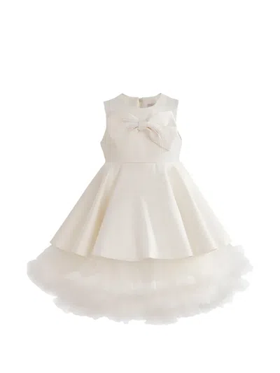 Tulleen Kids' Anastasia Bow-detail Tulle Dress In Neutral