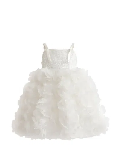 Tulleen Kids' Arabella Glitter Ruffled Dress In White