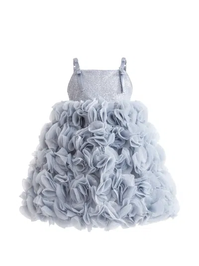 Tulleen Kids' Arabella Glittered Ruffled Dress In Blue