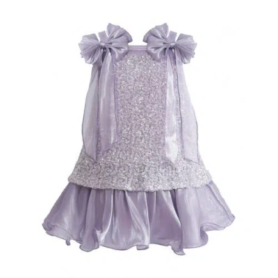 Tulleen Kids' Aurielle Beaded Bow Dress In Purple