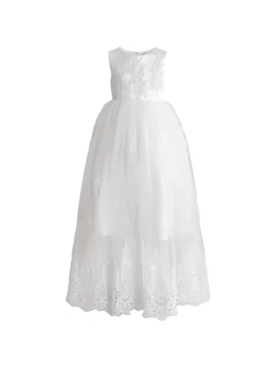 Tulleen Kids' Avalora Lace-embroidered Tulle Dress In White