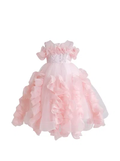 Tulleen Kids' Avalora Ruffled Sequin-embellished Dress In Pink