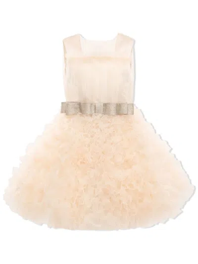 Tulleen Kids' Azalea Ruffled Tulle Dress In Neutrals