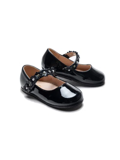 Tulleen Baby Girl's Amelia Floral Band Flats In Black