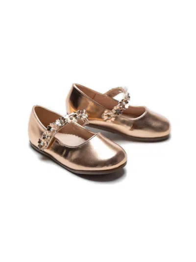Tulleen Baby Girl's Amelia Floral Band Flats In Gold