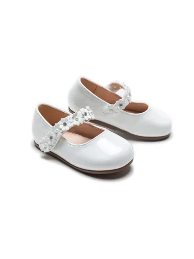 Tulleen Baby Girl's Amelia Floral Band Flats In White