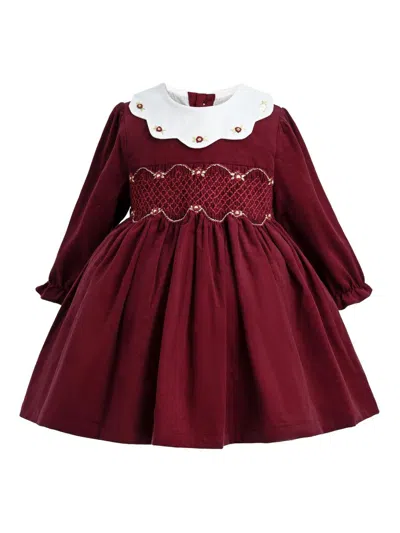 Tulleen Baby Girl's & Little Girl's Smocked Holiday Dress In Burgundy