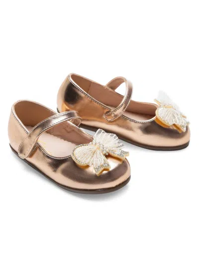 Tulleen Baby Girl's Charlotte Ribbon Flats In Gold