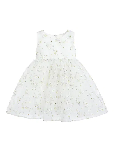 Tulleen Baby Girl's Floral Patterned Bow Dress In White