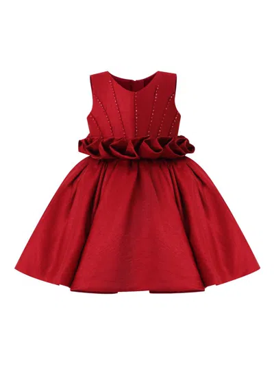 Tulleen Babies' Ruffled Waist Formal Dress In Red