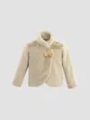 Tulleen Plush Asymmetrical Coat In Neutral
