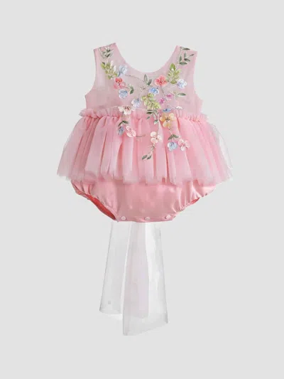 Tulleen Baby Girl's Rosella Floral Romper Dress In Pink