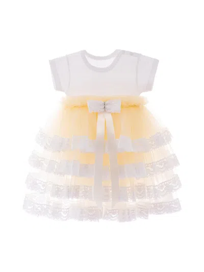 Tulleen Kids'  Beige Bella Vina Ruffle Babysuit Dress