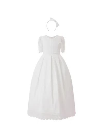 Tulleen Kids' Belciana Lace Short-sleeve Dress In White