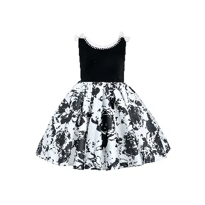 Tulleen Kids'  Black And White Abstract Maitland Dress