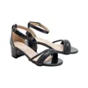 Tulleen Black Diagonal Rhinestone Band Block Heels In Multi