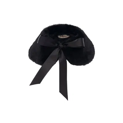 Tulleen Black Faux Fur Stole
