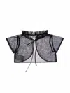 Tulleen Black Mesh Ruffle Cardigan In Black
