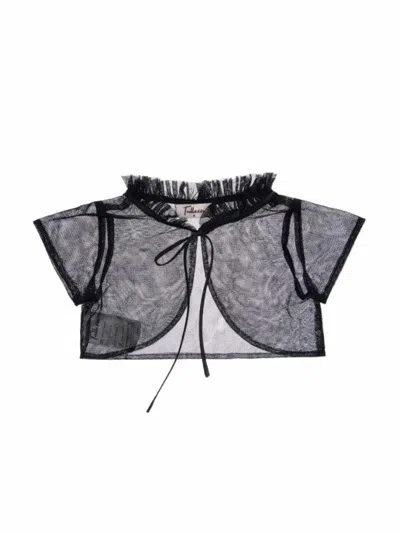 Tulleen Black Mesh Ruffle Cardigan