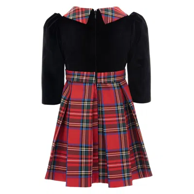 Tulleen Kids'  Black Plaid Collar Bow Dress