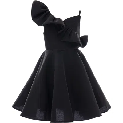 TULLEEN TULLEEN BLACK RIVIERA OFF SHOULDER RUFFLE DRESS