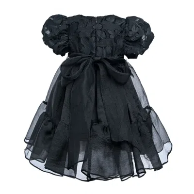 Tulleen Kids'  Black Winona Floral Teacup Dress