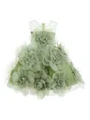 Tulleen Blooming Flowers Dress In Green