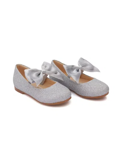 Tulleen Kids' Bow-detail Ballerina Shoes In Silver