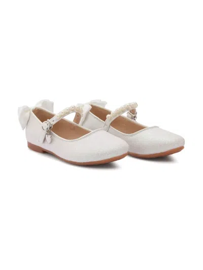 Tulleen Kids' Bow-detail Ballerina Shoes In White