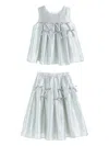 Tulleen Bow-embellished Pleated Skirt Set In Gray
