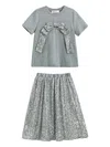 Tulleen Bow-embellished Sequin Skirt Set In Multi