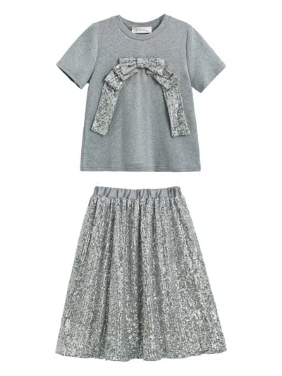 Tulleen Bow-embellished Sequin Skirt Set In Multi