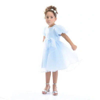 Tulleen Kids'  Bow Organza Dress In Blue