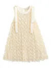 Tulleen Bow-shoulder Fringe-detailed Dress In Neutral