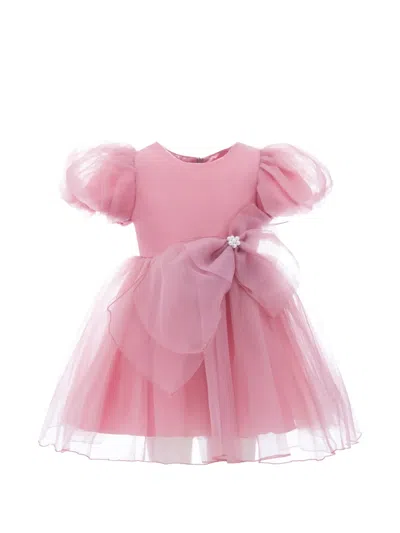 Tulleen Kids' Bow-embellished Organza Dress In Pink