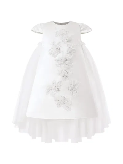 Tulleen Kids' Briavelle Floral-appliqué Dress In White