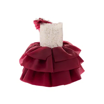 Tulleen Kids'  Burgundy Ladera Tiered Ruffle Dress In Red