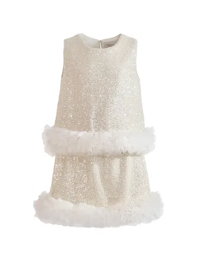 Tulleen Kids' Celeste Sequin-embellished Dress In Neutral